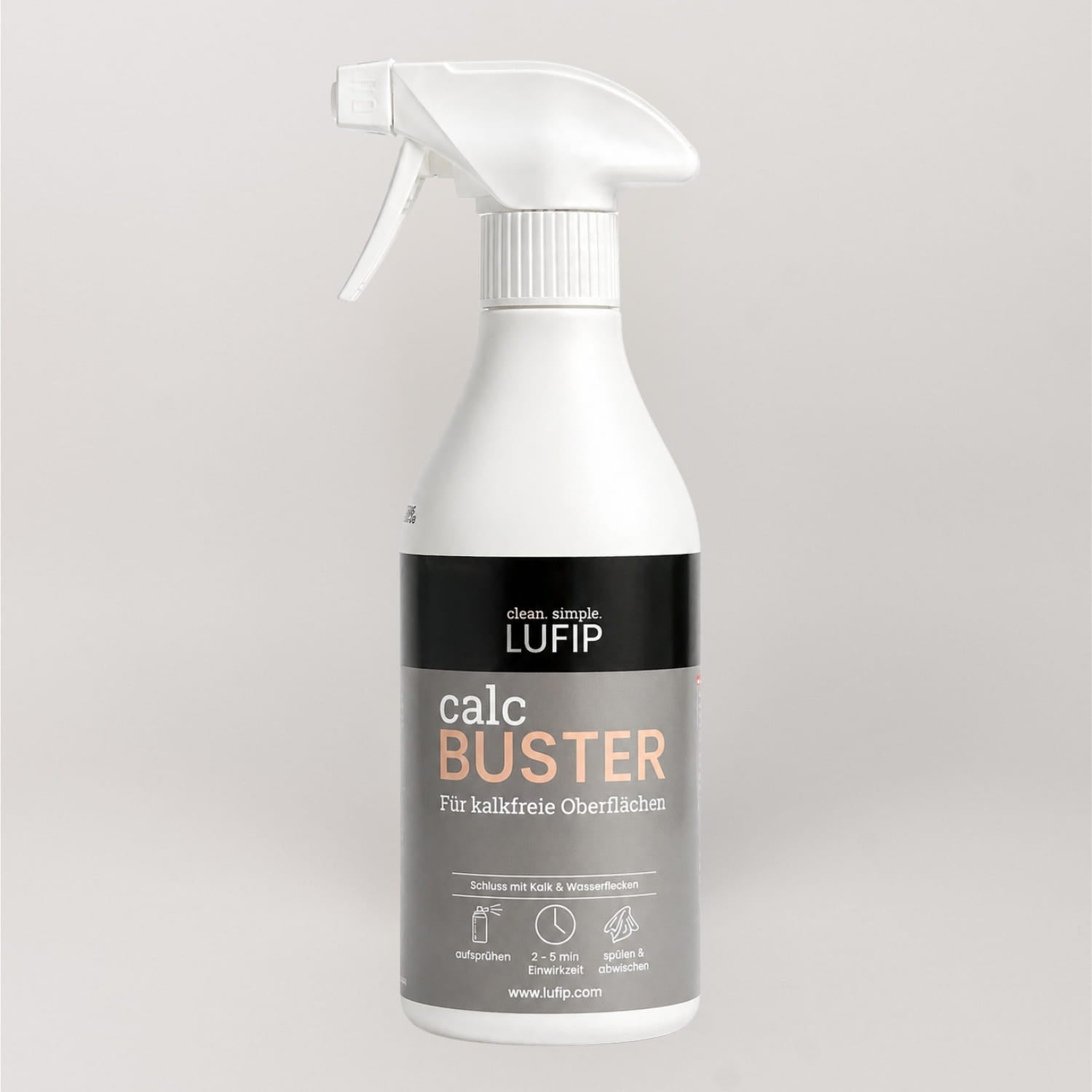 Calc Buster Kalkreiniger von LUFIP als Sprühflasche für Bad und Küche, entfernt Kalk effektiv mit Anti-Kalk-Memory Formel